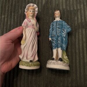 Vintage Pink and Blue Porcelain Couple Figurines